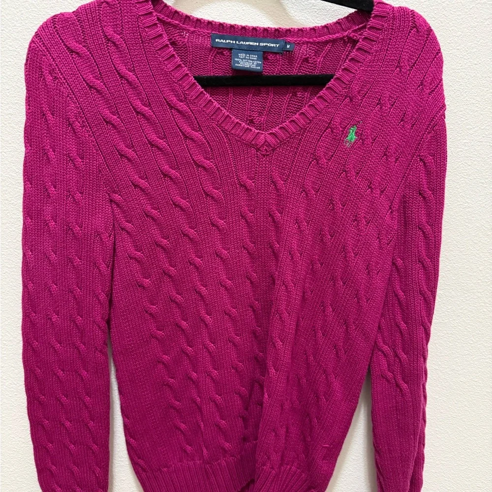 Ralph Lauren Fuchsia V-Neck Sweater - Picture 1 of 4